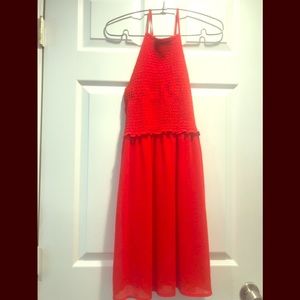 Midi dress halter scrunched up top